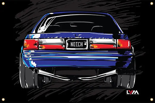 Foxbody Ford Mustang Notch Drawing Banner - LYM Clothing