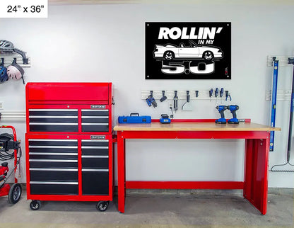 Rollin' in My 5.0 Foxbody Ford Mustang Banner - LYM Clothing
